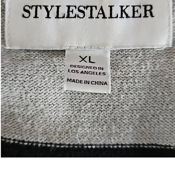 Stylestalker Avalon Knit Midi Dress Size XL Black Gray Stripe Bodycon - Picture 3 of 8